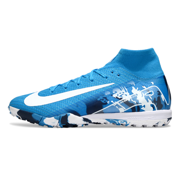 Nike Zoom Mercurial Superfly 10 Elite Blue and White Turf TF Kids Football Boot