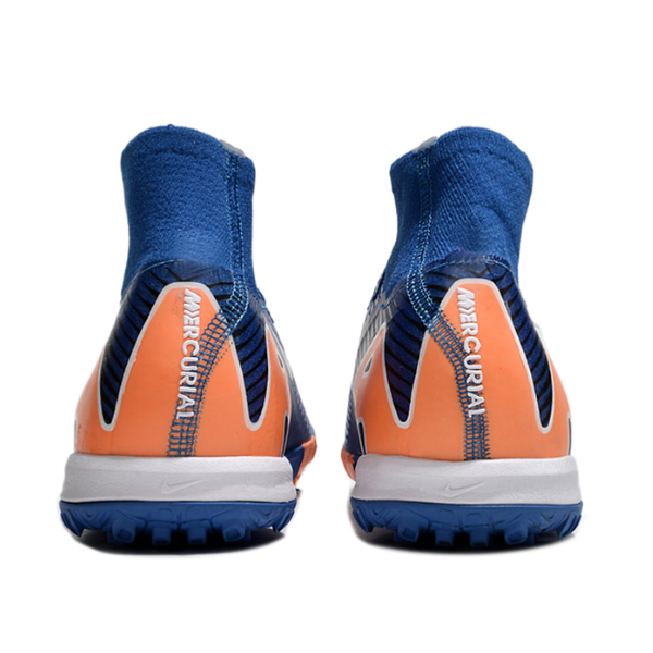Nike Zoom Mercurial Superfly 10 Elite Kids Blue and Orange Turf TF Football Boot