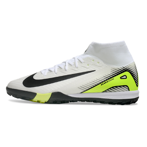 Nike Zoom Mercurial Superfly 10 Elite Kids White Green and Black Turf TF Football Boot