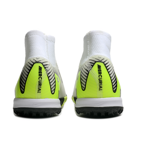 Nike Zoom Mercurial Superfly 10 Elite Kids White Green and Black Turf TF Football Boot