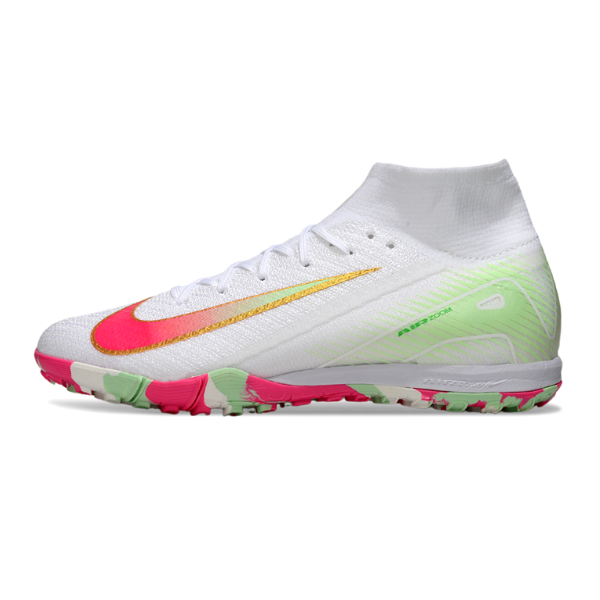 Nike Zoom Mercurial Superfly 10 Elite Kids White Pink and Green TF