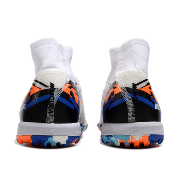 Nike Zoom Mercurial Superfly 10 Elite Kids White Blue and Orange TF