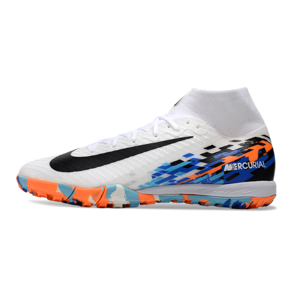 Nike Zoom Mercurial Superfly 10 Elite Kids White Blue and Orange TF