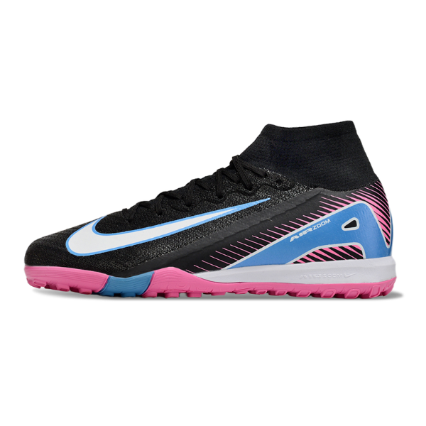 Nike Zoom Mercurial Superfly 10 Elite Black Light Pink and Blue Turf TF Kids Football Boot