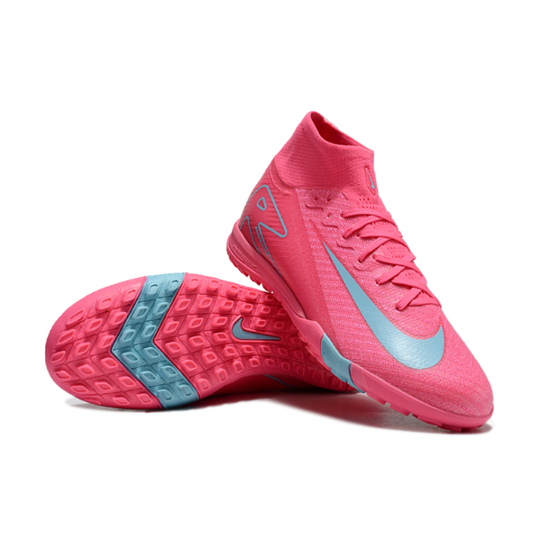Nike Zoom Mercurial Superfly 10 Elite Pink and Blue Turf TF Kids Football Boot