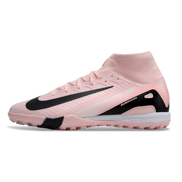 Nike Zoom Mercurial Superfly 10 Elite Kids Pink and Black Turf TF Football Boot