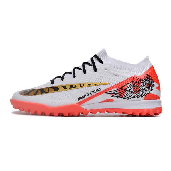 Nike Zoom Mercurial Vapor 15 Elite White Red and Gold TF Kids