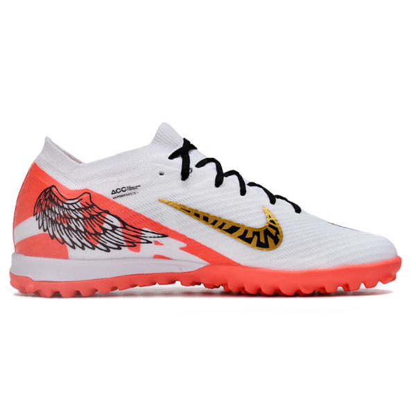 Nike Zoom Mercurial Vapor 15 Elite White Red and Gold TF Kids