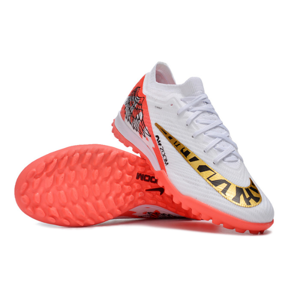 Nike Zoom Mercurial Vapor 15 Elite White Red and Gold TF Kids
