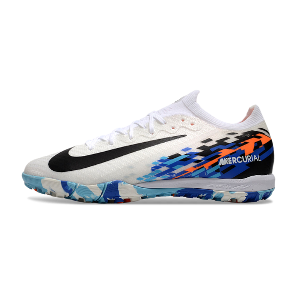 Nike Zoom Mercurial Vapor 16 Elite Kids White Blue and Orange Turf TF Football Boot