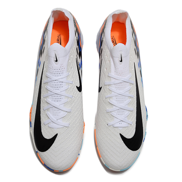 Nike Zoom Mercurial Vapor 16 Elite Kids White Blue and Orange Turf TF Football Boot