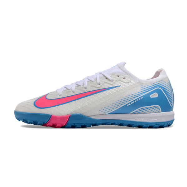 Nike Zoom Mercurial Vapor 16 Elite Kids White Blue and Pink Turf TF Football Boot