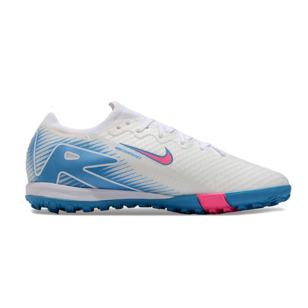 Nike Zoom Mercurial Vapor 16 Elite Kids White Blue and Pink Turf TF Football Boot