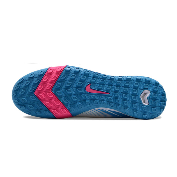 Nike Zoom Mercurial Vapor 16 Elite Kids White Blue and Pink Turf TF Football Boot