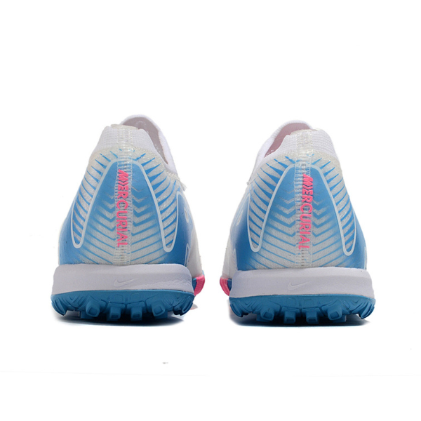 Nike Zoom Mercurial Vapor 16 Elite Kids White Blue and Pink Turf TF Football Boot