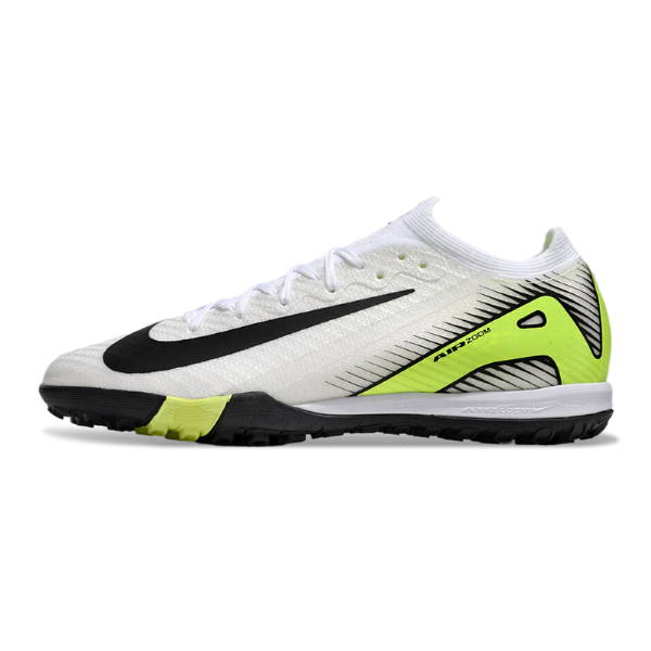Nike Zoom Mercurial Vapor 16 Elite White and Light Green Turf TF Kids Football Boot