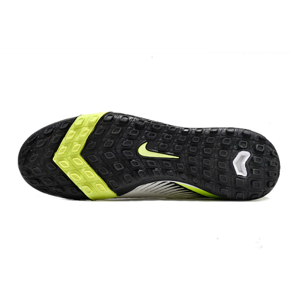 Nike Zoom Mercurial Vapor 16 Elite White and Light Green Turf TF Kids Football Boot