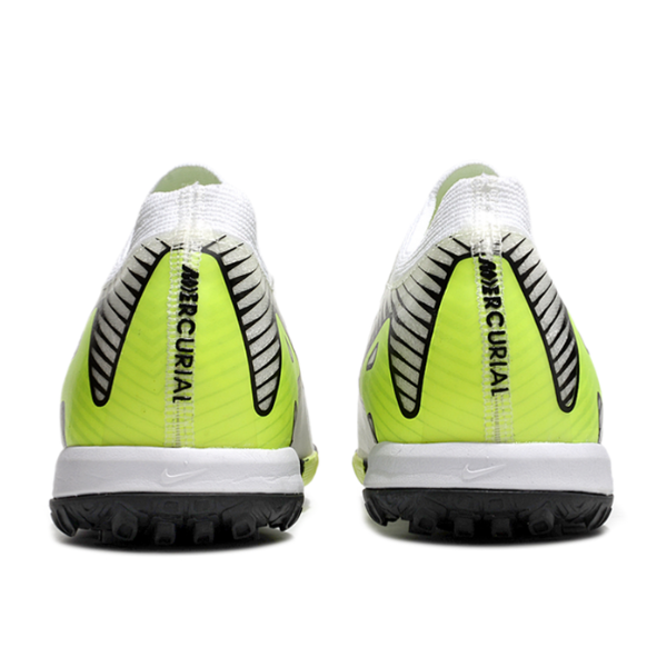 Nike Zoom Mercurial Vapor 16 Elite White and Light Green Turf TF Kids Football Boot