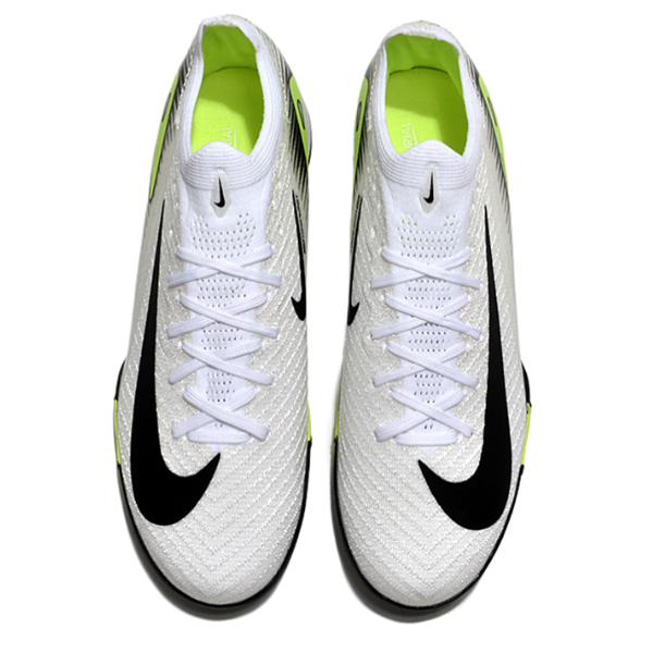 Nike Zoom Mercurial Vapor 16 Elite White and Light Green Turf TF Kids Football Boot