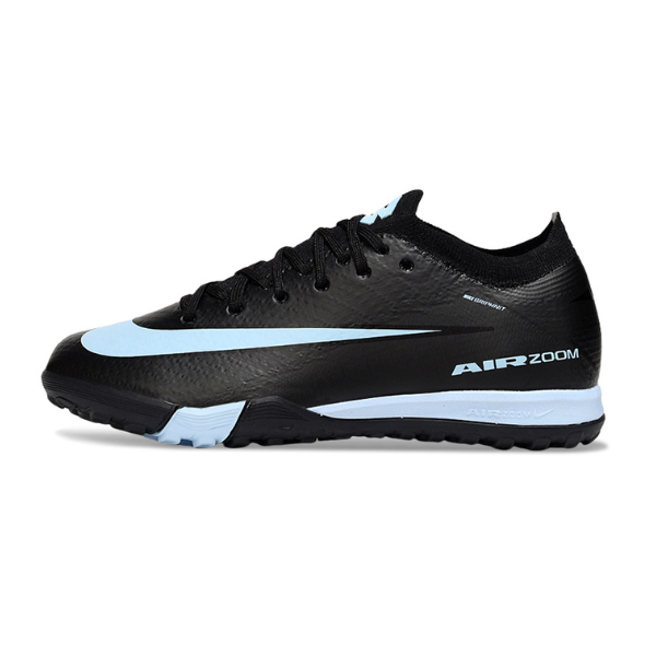Nike Zoom Mercurial Vapor 16 Elite Black and Light Blue Turf TF Kids Football Boot
