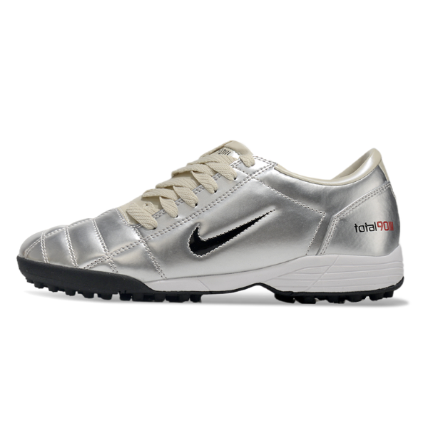 Nike Total 90 III Kids Turf TF Football Boot Silver and Gray