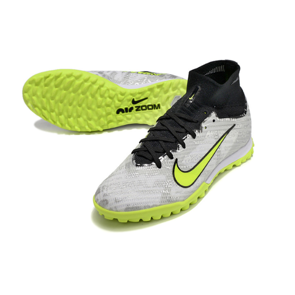 Nike Zoom Mercurial Superfly 9 Elite Gray and Green TF Kids
