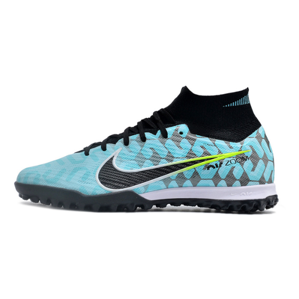 Nike Zoom Mercurial Superfly 9 Elite Light Blue and Black TF Kids