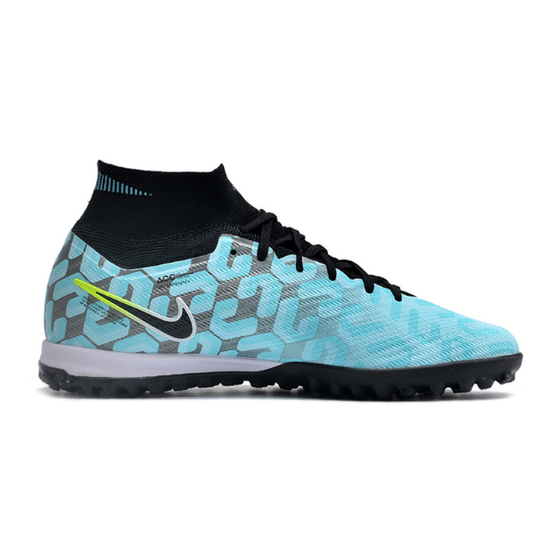 Nike Zoom Mercurial Superfly 9 Elite Light Blue and Black TF Kids