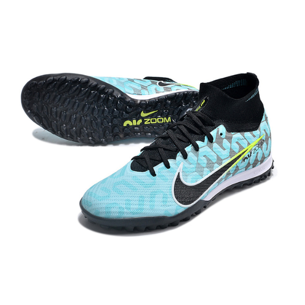 Nike Zoom Mercurial Superfly 9 Elite Light Blue and Black TF Kids