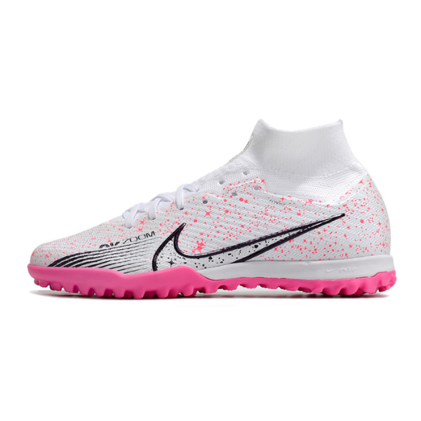Nike Zoom Mercurial Superfly 9 Elite White and Pink TF Kids