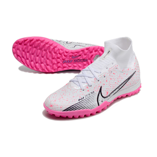Nike Zoom Mercurial Superfly 9 Elite White and Pink TF Kids