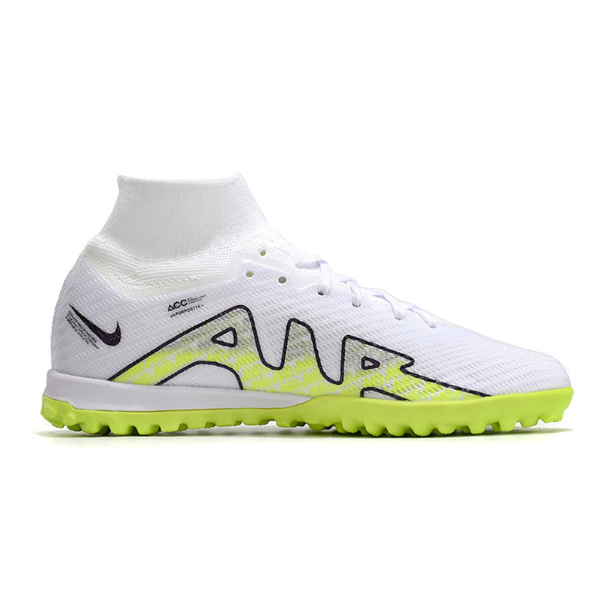 Nike Zoom Mercurial Superfly 9 Elite White and Green TF Kids