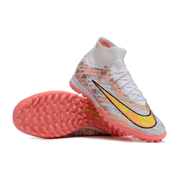 Nike Zoom Mercurial Superfly 9 Elite Silver and Orange TF Kids