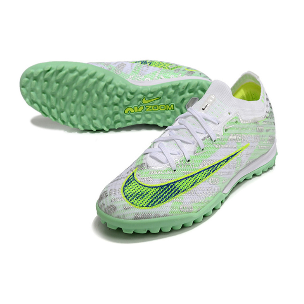 Nike Zoom Mercurial Vapor 15 Elite Silver and Green TF Kids