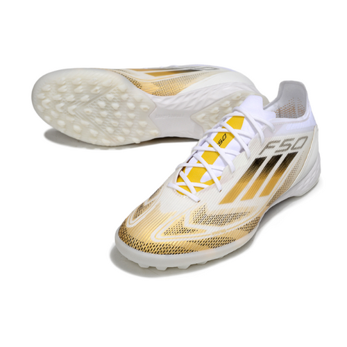 Adidas F50 Elite White and Gold TF