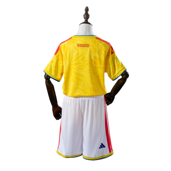 Colombia Adidas 2026 Home Kids Version Football T-Shirt + Shorts Kit