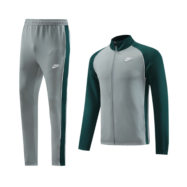 Nike Grey and Green Cold Set Quarter-Zip Top and Pants