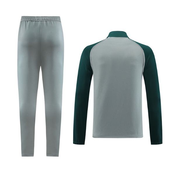 Nike Grey and Green Cold Set Quarter-Zip Top and Pants