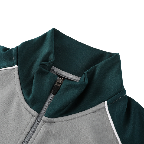 Nike Grey and Green Cold Set Quarter-Zip Top and Pants