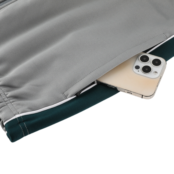 Nike Grey and Green Cold Set Quarter-Zip Top and Pants
