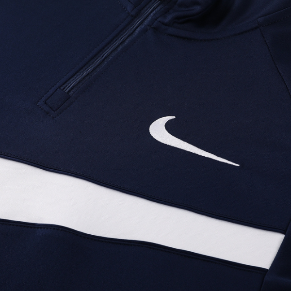 Nike Navy Blue and White Cold Set Quarter-Zip Top and Pants