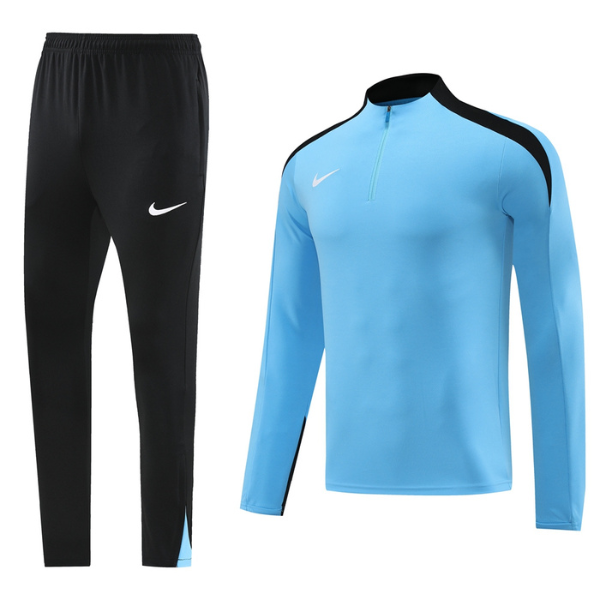 Nike Light Blue and Black Cold Set Quarter-Zip Top and Pants