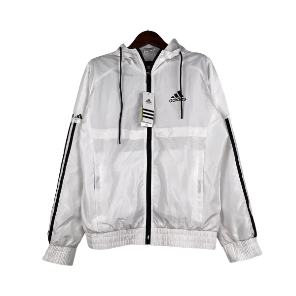 Adidas White and Black Windbreaker Jacket
