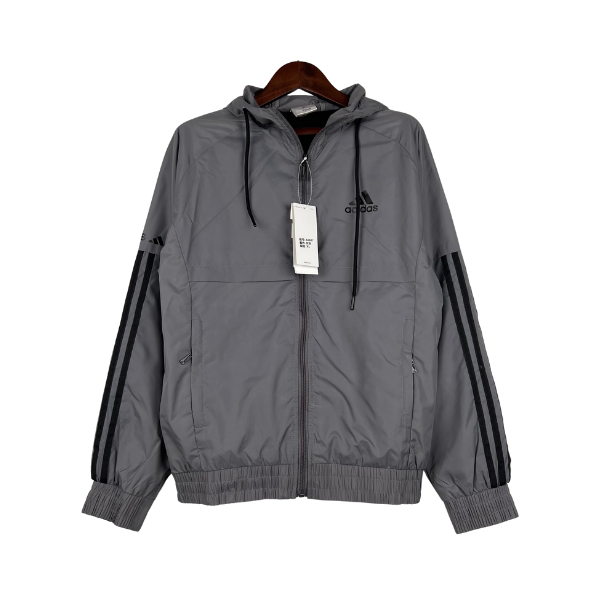 Adidas Grey and Black Windbreaker Jacket