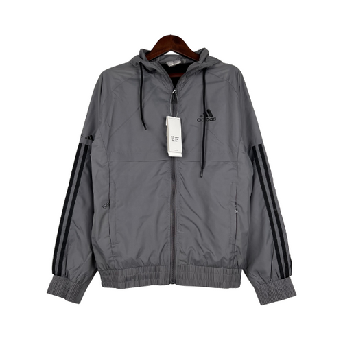 Adidas Grey and Black Windbreaker Jacket