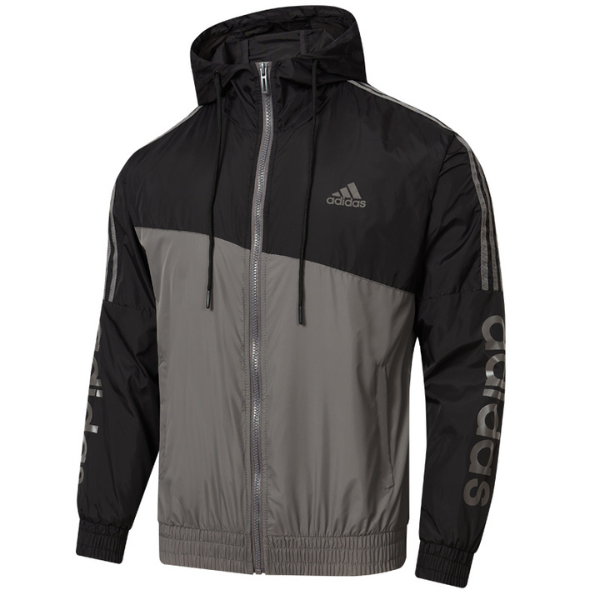 Adidas Black and Gray Windbreaker Jacket