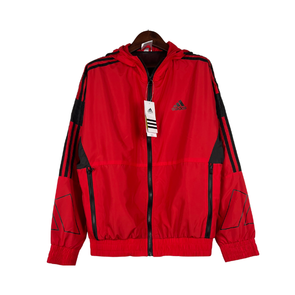 Adidas Red and Black Windbreaker Jacket