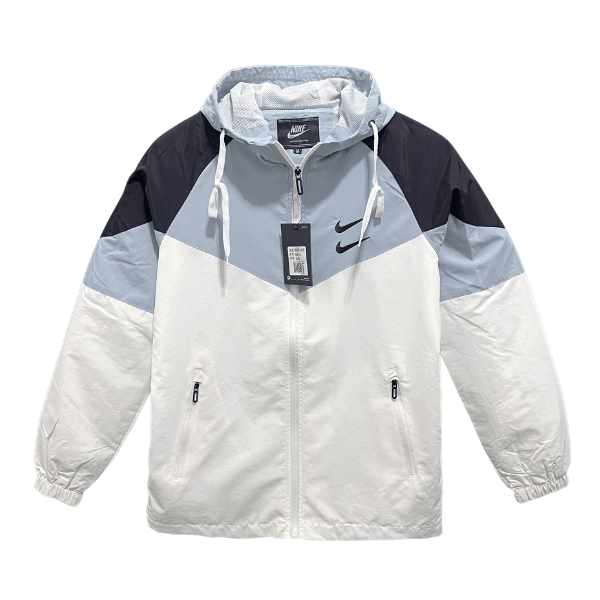 Nike White and Black Windbreaker Jacket