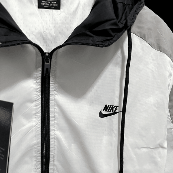 Nike White and Black Windbreaker Jacket