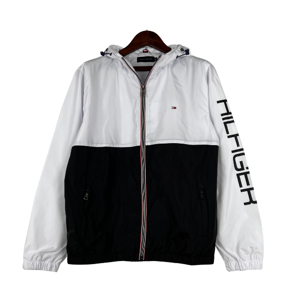 Tommy Hilfiger White and Black Windbreaker Jacket